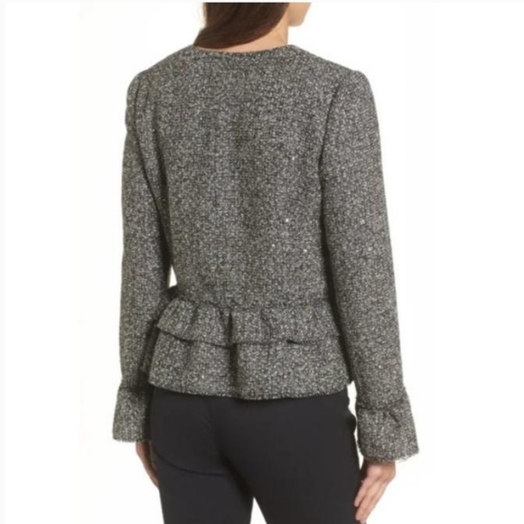 Halogen Ruffle Detail Tweed Jacket size Petite Large - Picture 3 of 13